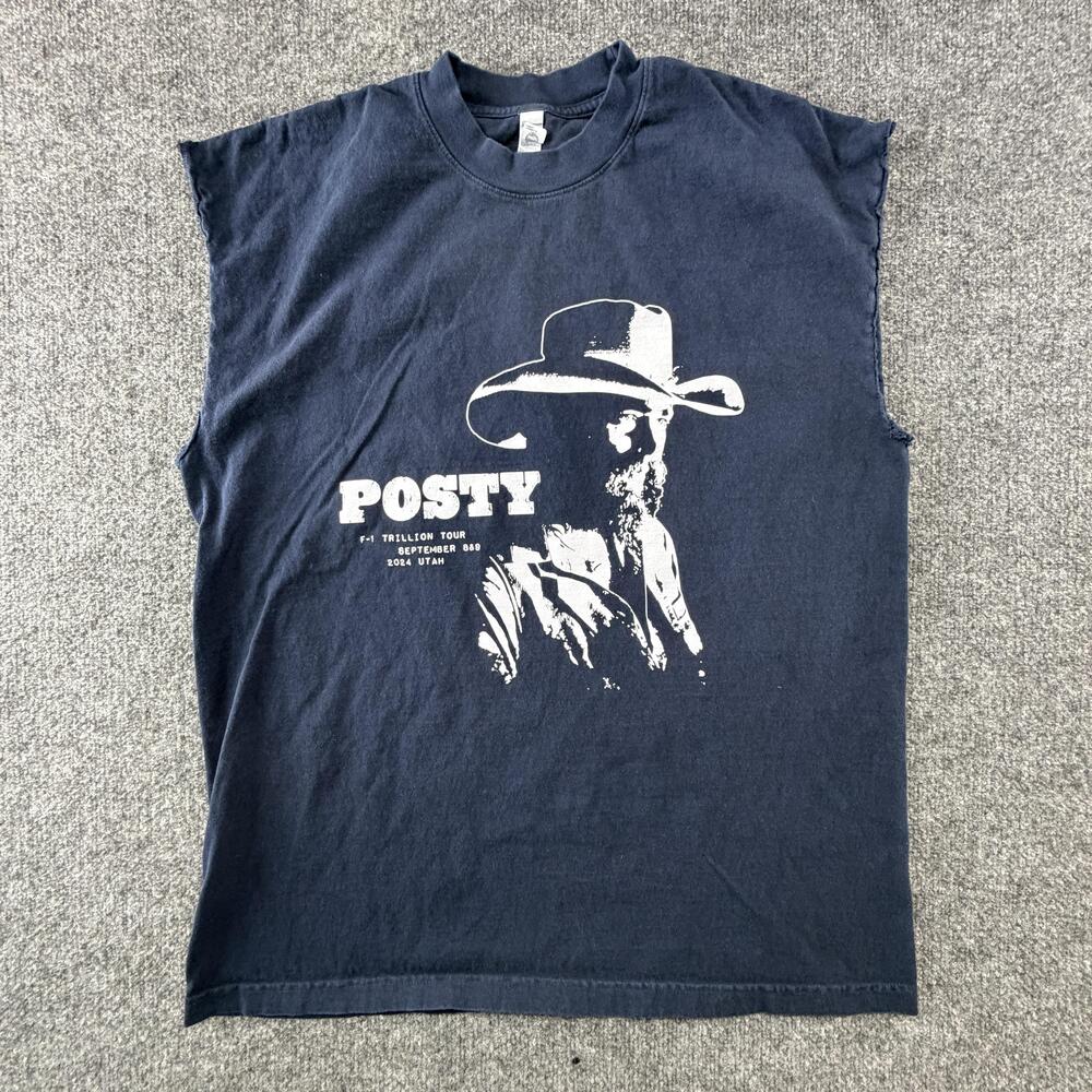 Posty F-1 Trillion Tour Shirt Mens Large Blue Cutoff Sleeveless Tee 2024 Utah